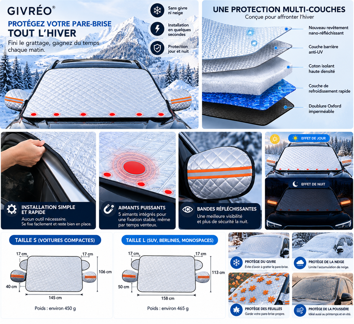 Housse Antigivre Pare-Brise GIVRÉO® – Protection Hivernale