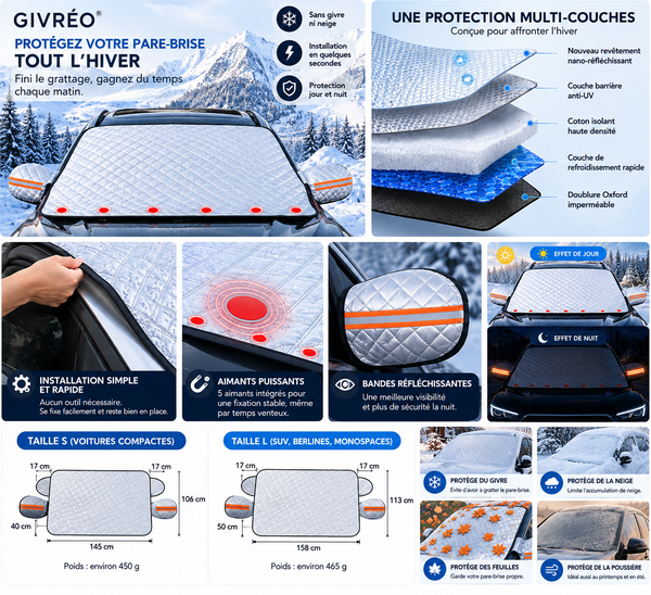 Housse Antigivre Pare-Brise GIVRÉO® – Protection Hivernale